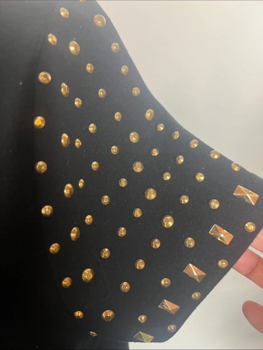 Black Shift Dress with Gold Studded Sleeves